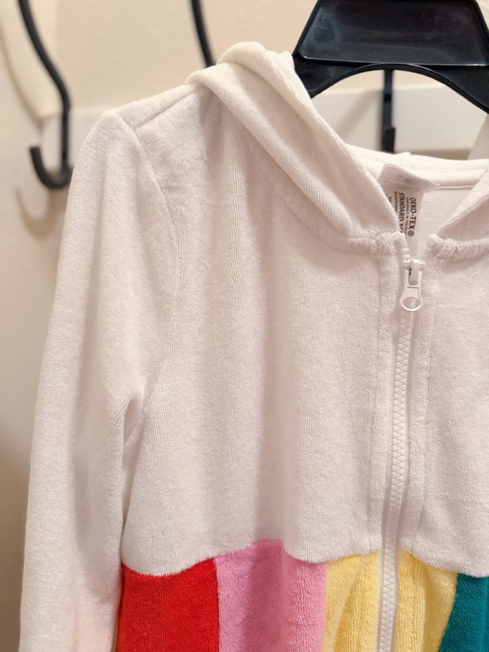 Hanna Andersson Cream Hooded Zip Robe with Rainbow Stripe Skirt - Picture 3 of 12